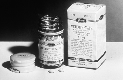 Jar of methotrexate, one of the first chemotherapeutic drugs